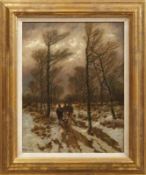 Thomassin, Désiré Jäger mit ihren Hunden im Winterwald (Wien 1858-1933 München) Öl/Lwd. Links