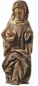 Weibliche Heilige Niederrhein, um 1500 Stehende Nonne im faltenreich drapiertem Gewand und Schleier,