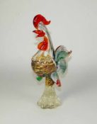 Zwei Tierfiguren Murano, 20. Jh. Ein Hahn und eine Ente. Farbloses sowie buntes, frei geformtes