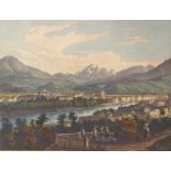 Würthle, Friedrich Blick auf Innsbruck (Konstanz 1820-1902 Salzburg) Stahlstich, koloriert. 14,5 x