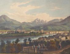 Würthle, Friedrich Blick auf Innsbruck (Konstanz 1820-1902 Salzburg) Stahlstich, koloriert. 14,5 x