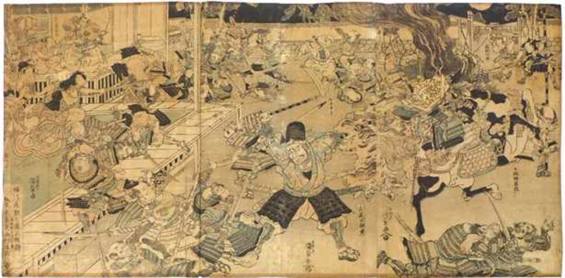 Utagawa Kunisada (Toyokuni III.) Schlachtenszene "musha-e" (Katsushika 1786-1865 Edo)