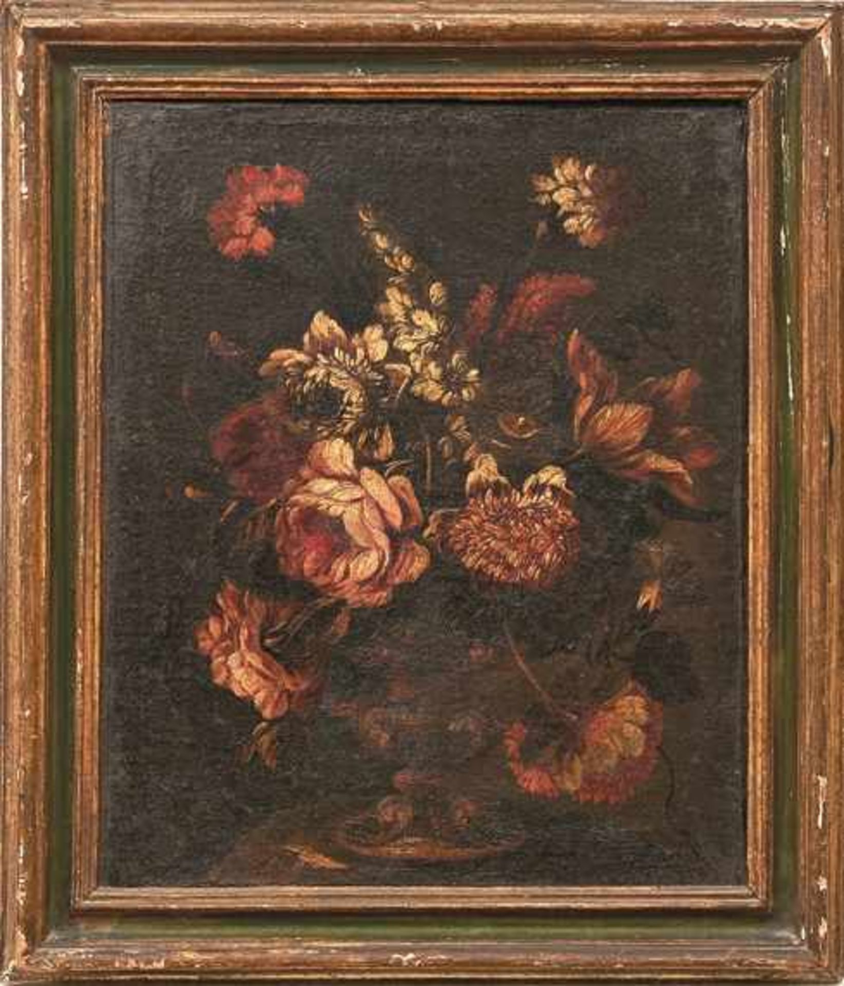 Satz von drei Blumenstillleben Neapolitanische Schule um 1700 Öl/Lwd. 43 x 36 cm. - Dieses Los wurde - Bild 2 aus 3