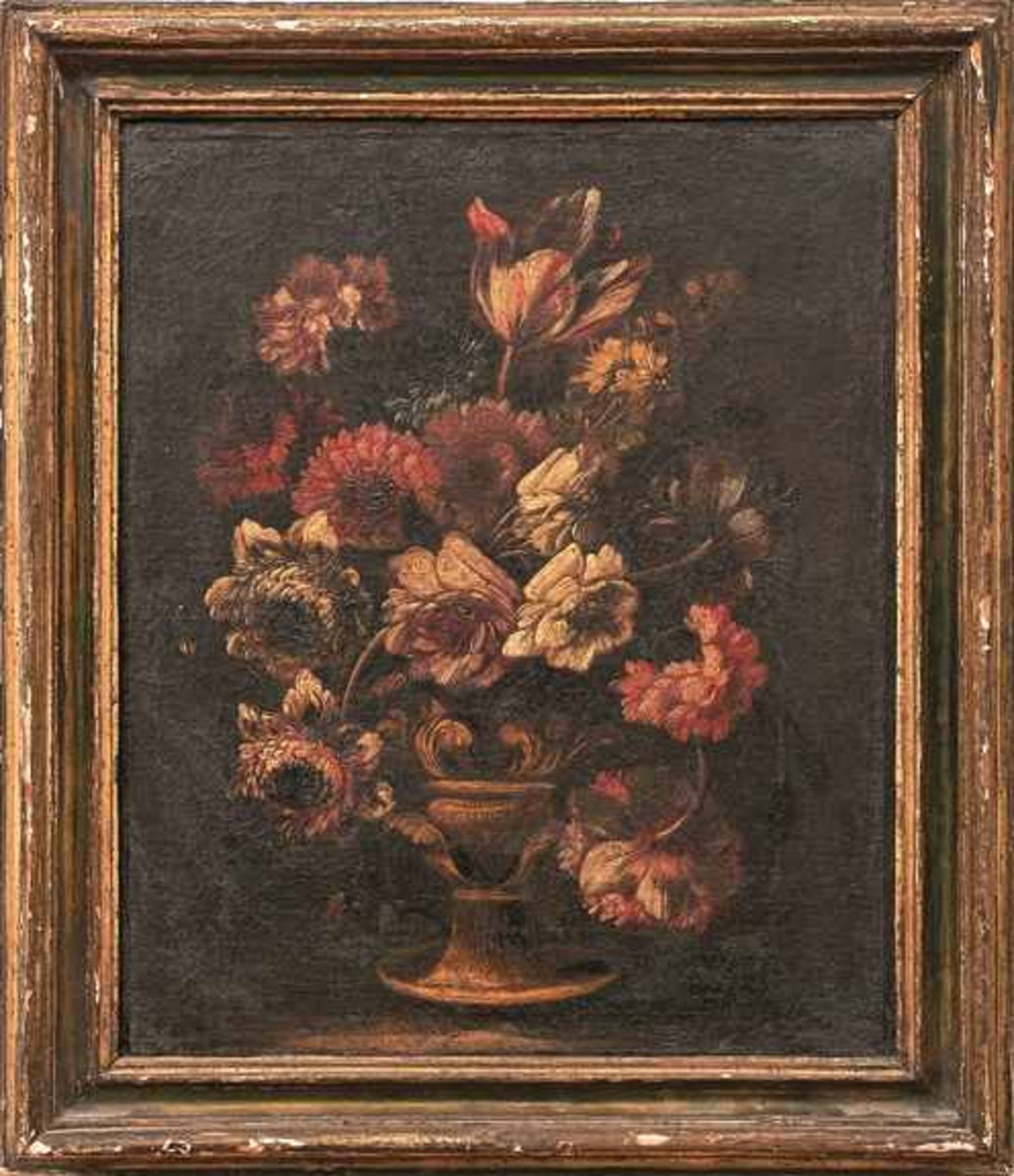 Satz von drei Blumenstillleben Neapolitanische Schule um 1700 Öl/Lwd. 43 x 36 cm. - Dieses Los wurde