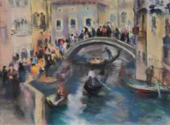 Paeschke, Paul Prozession in Venedig (Berlin 1875-1943 ebd.) Pastell. Rechts unten voll sign. Ca.