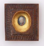 Miniaturbildnis eines Herren18. Jh.Ovaler Bildausschnitt mit Portrait eines Mannes in Uniformrock.