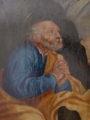 Heiliger vor einer Grotte im GebetItalien, 18. Jh.Öl/Holz. 24,6 x 18,7 cm; ungerahmt.