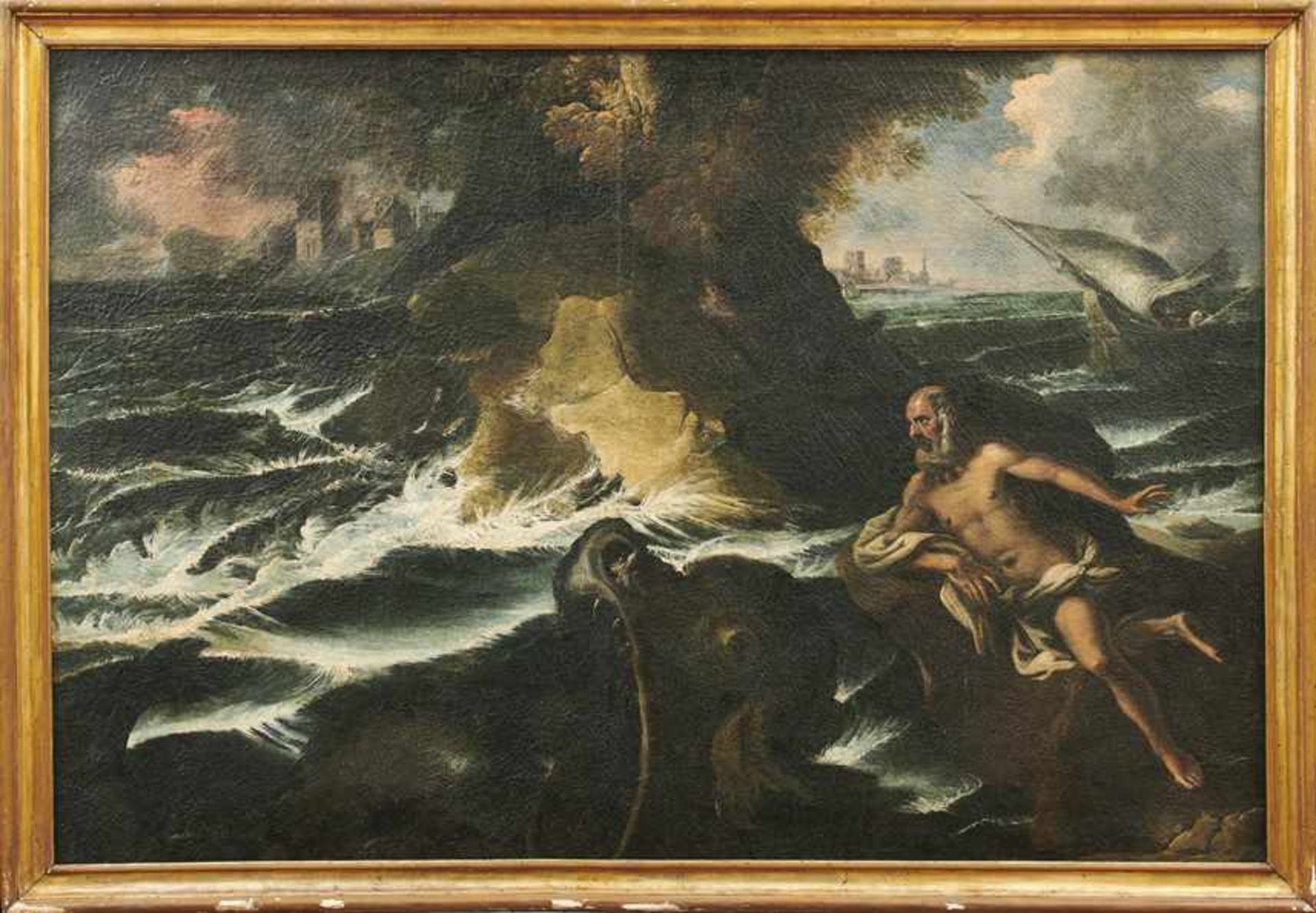 Pendants mit Poseidon und AndromedaRömische Schule des 17. JahrhundertsBei stürmischer See sieht man - Image 2 of 2