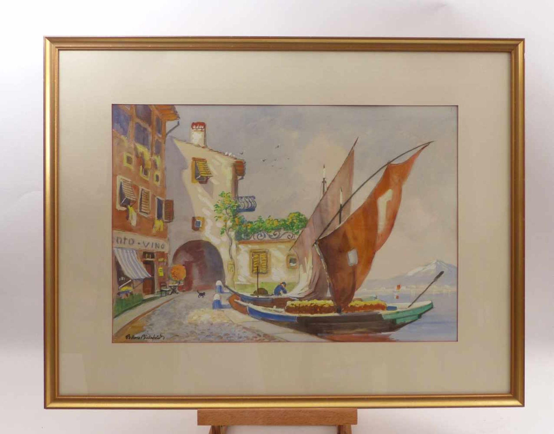 Bielefeld, BrunoMotiv in Oberitalien am Gardasee(Blumenau 1879-1973 Berlin). Aquarell und Gouache - Bild 2 aus 2