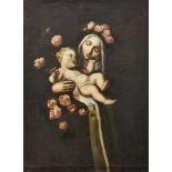 Heilige Rosa von Lima mit JesuskindWohl spanische Schule des 18. JahrhundertsÖl/Lwd., unger. 100 x