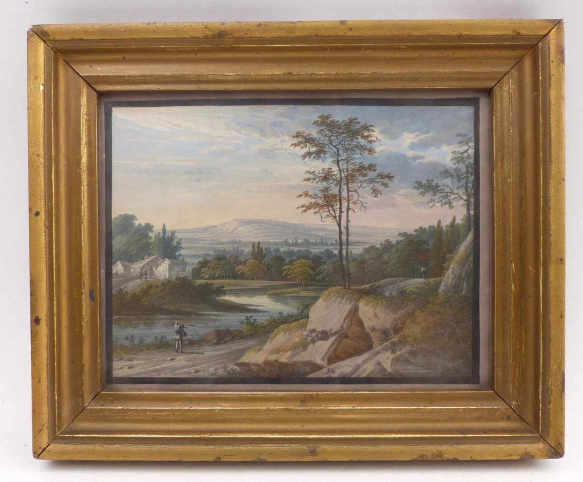 Bemmel, Johann Christoph von (Attrib.)Kleine Flusslandschaft mit Passanten(Nürnberg 1717-1788 - Bild 2 aus 2