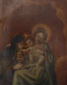 Madonna mit Kind und der heiligen Klara von AssisiDeutschland, 18. Jh.Öl/Kupfer. 15,3 x 12 cm;