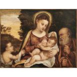 Tintoretto, Jacopo - UmkreisDie Heilige Familie mit dem JohannesknabenVenedig, um 1600. Öl/Holz,
