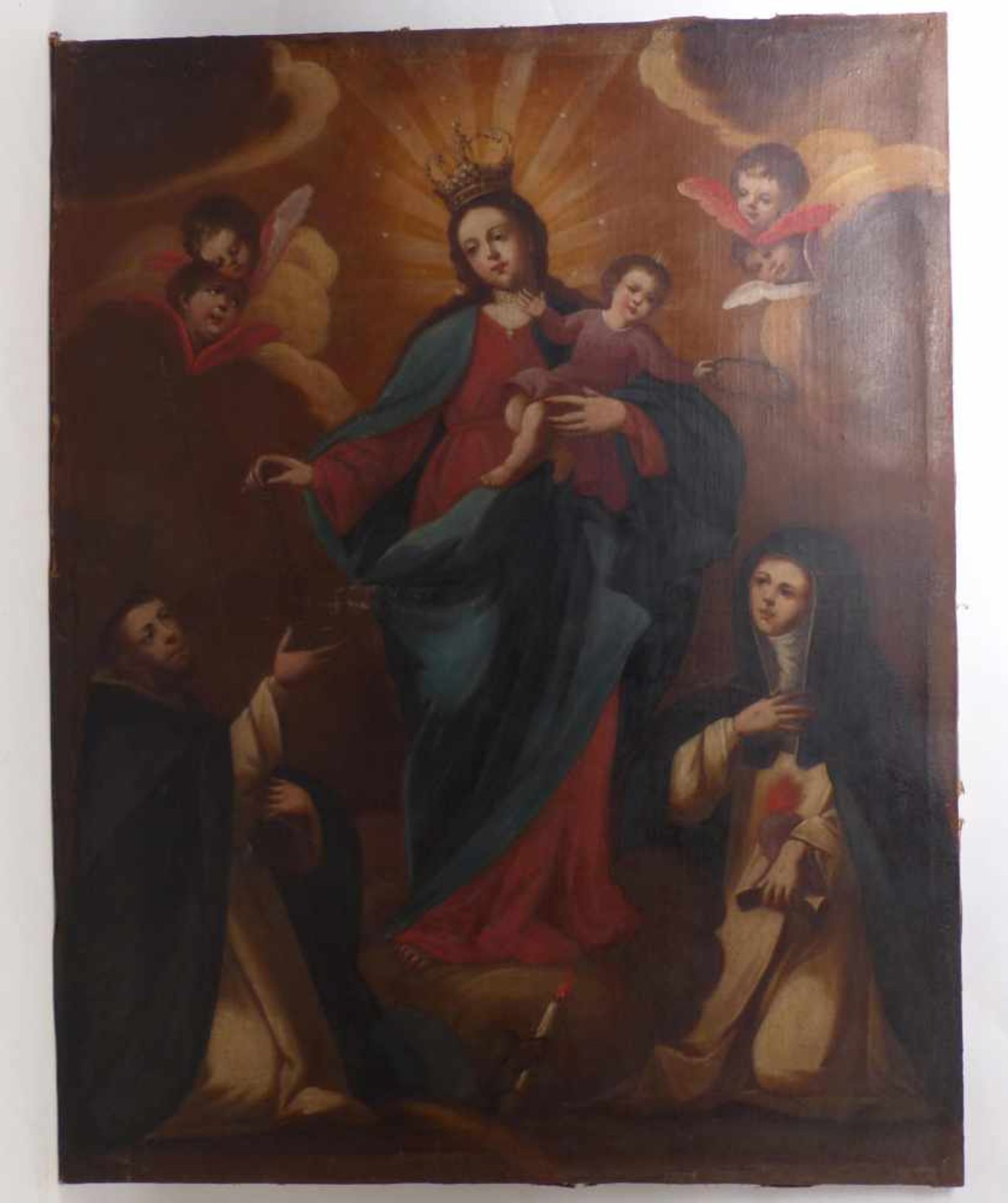 Madonna mit Heiligen18. Jh.Maria mit dem Jesusknaben, umgeben von der heiligen Katharina von Siena - Bild 2 aus 3