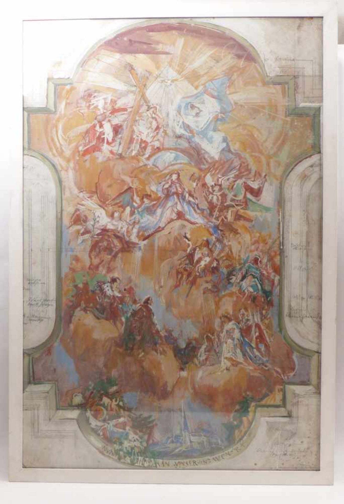 Greiner, Anton"Entwurf für Kirchendecke Burgebrach"(Bamberg 1914-2006 ebd.) Bleistift und Gouache. - Bild 2 aus 4