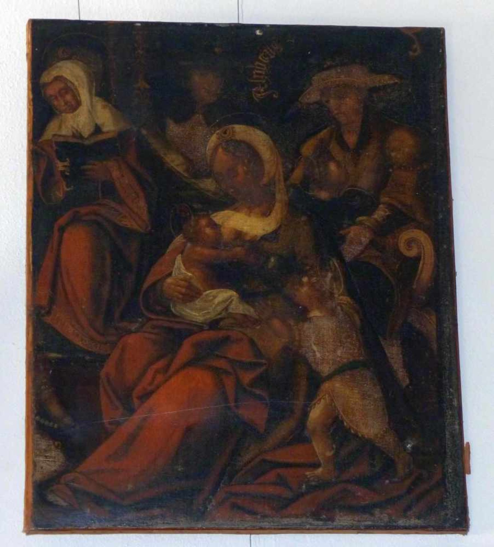 Maria lactans umgeben von HeiligenWohl Italien, 17. Jh.Öl/Lwd., randdoubl. 66 x 53 cm; unger. - - Bild 2 aus 2