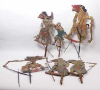 Sechs indonesische Schattenfiguren (Wayang Kulit-Figuren)Java, um 1900Verschiedene Charaktere des