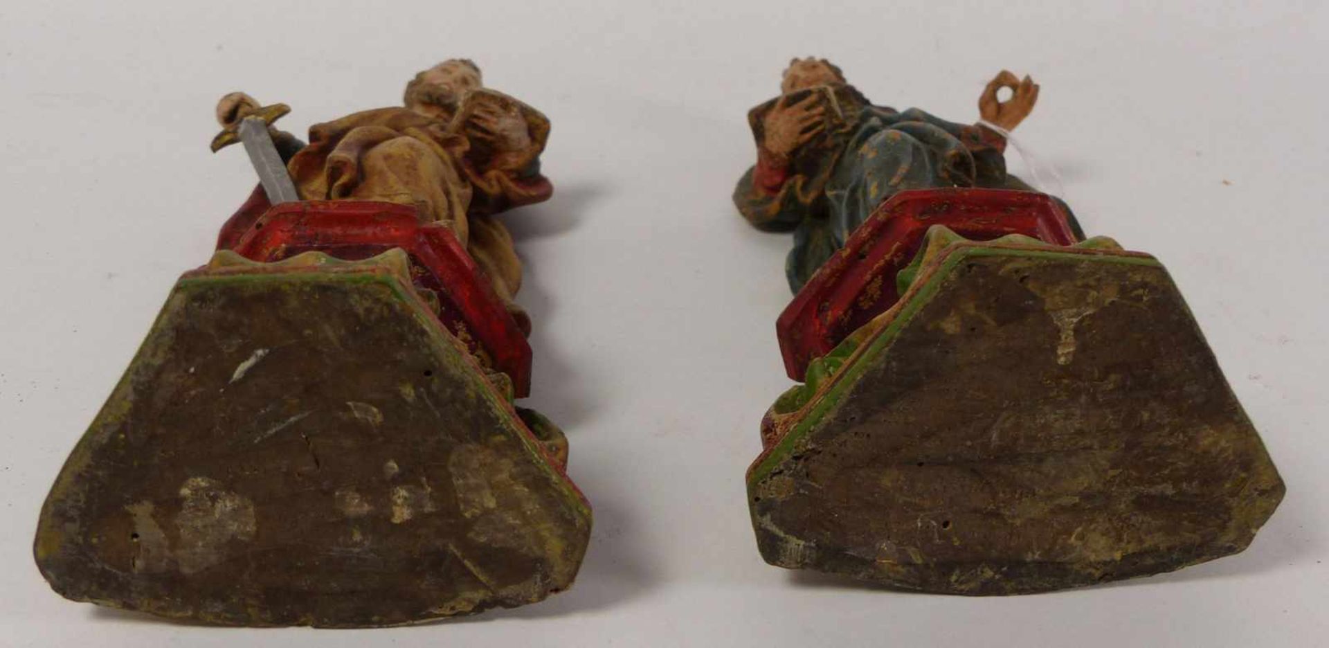 Petrus und Paulus18. Jh.Auf volutengezierten Sockeln im Kontrapost stehende Heilige im faltenreichen - Bild 3 aus 4