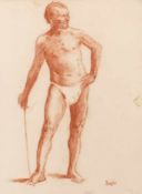 Akademische Studie eines Mannes19. Jh.Standfigur eines Mannes, auf einen Stock gestützt,