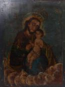 Der heilige Joseph mit dem JesuskindUm 1800Öl/Holz. 82 x 62 cm; ungerahmt. - Starke Altersspuren,
