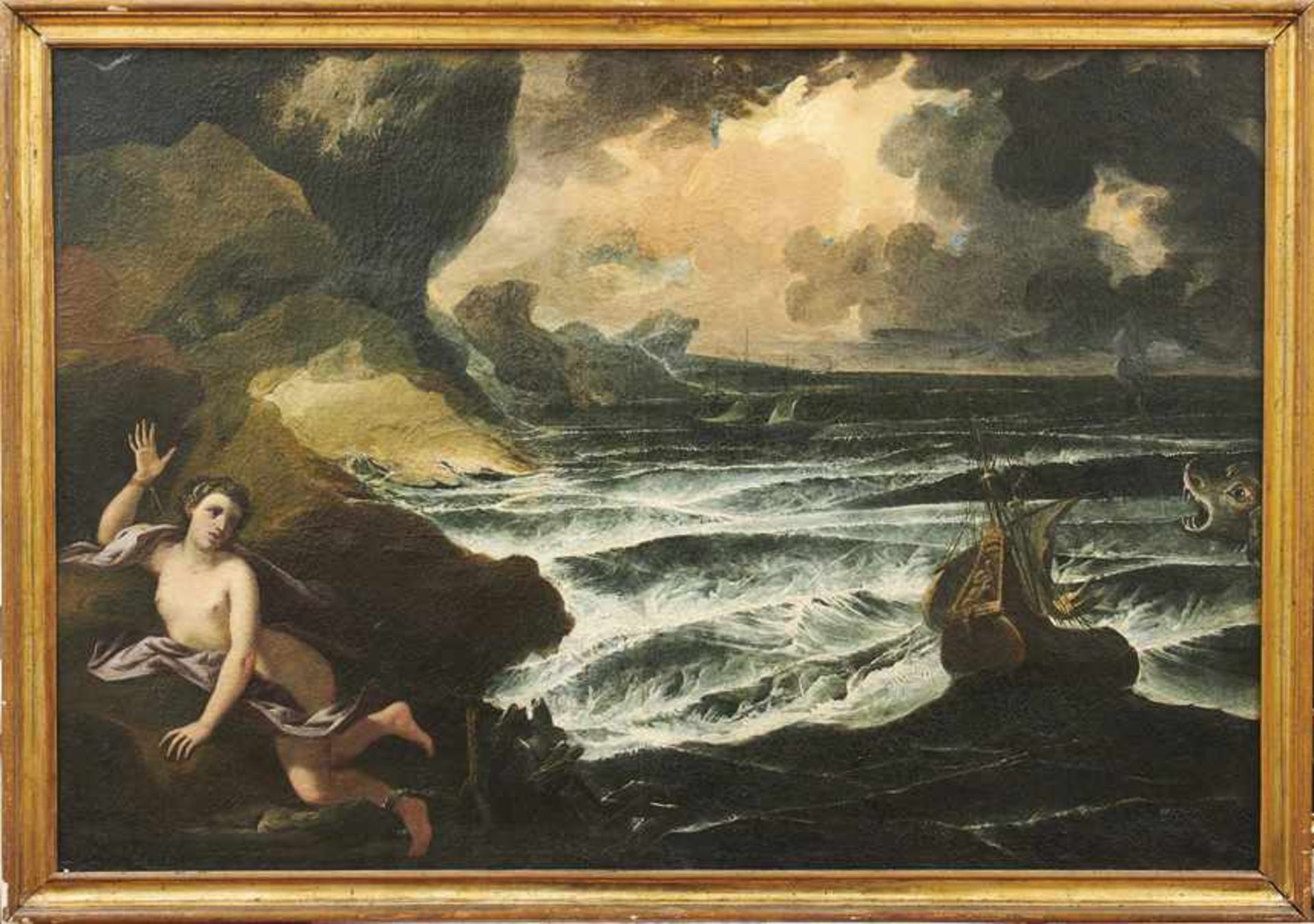 Pendants mit Poseidon und AndromedaRömische Schule des 17. JahrhundertsBei stürmischer See sieht man