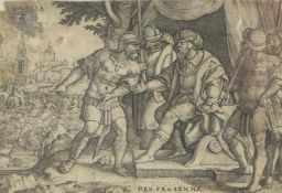 Pencz, GeorgCloelia und der Etruskerkönig Porsenna(Nürnberg um 1500-1550 Leipzig) Kupferstich, um