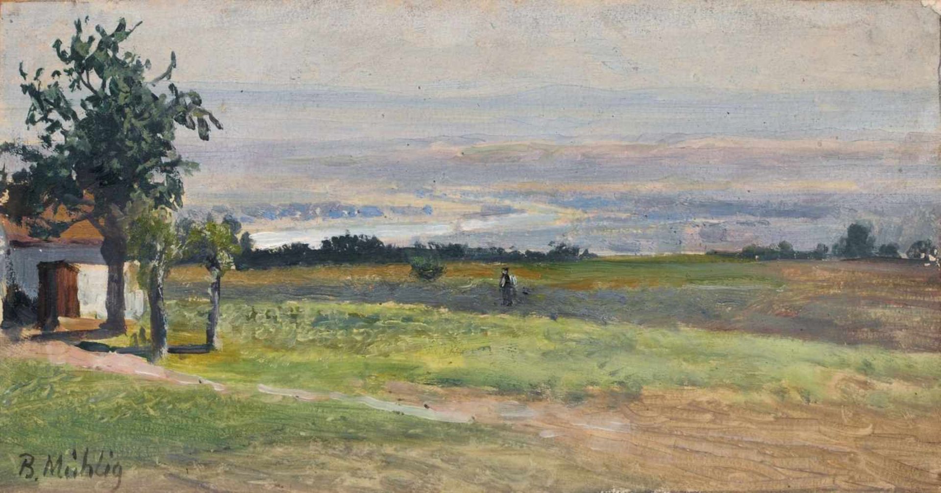 Bernhard Mühlig "Höhe von Rockau, Blick ins Elbthal". Um 1900. Bernhard Mühlig 1829 Eibenstock 