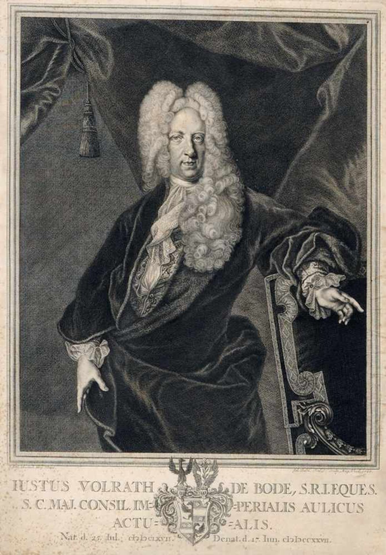 Johann Balthasar Probst "Justus Volrath de Bode". 1728. Johann Balthasar Probst 1673 Augsburg  1750