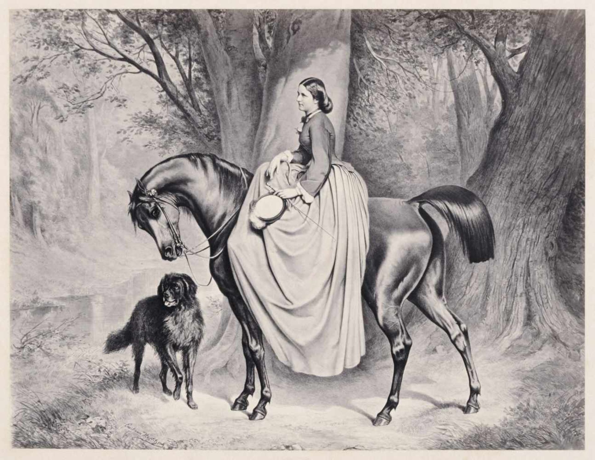 Hanns Hanfstaengl / F. O. Brockmann Dresden / A. Hoffmann, Maria Anna von Portugal zu Pferd / " - Bild 4 aus 5
