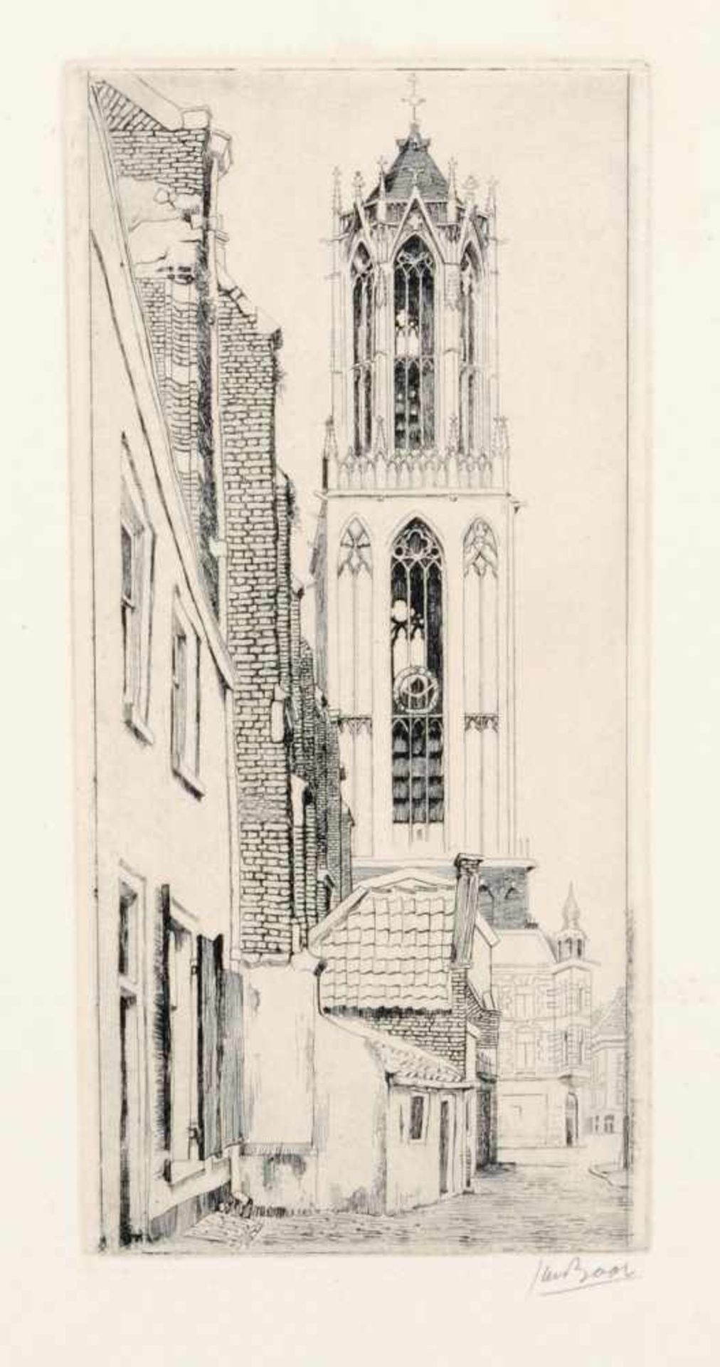 Jan Boon "Häuser in Traunkirchen" / "Bäume in Traunkirchen" / "Dom von Utrecht". 1920er Jahre. Jan