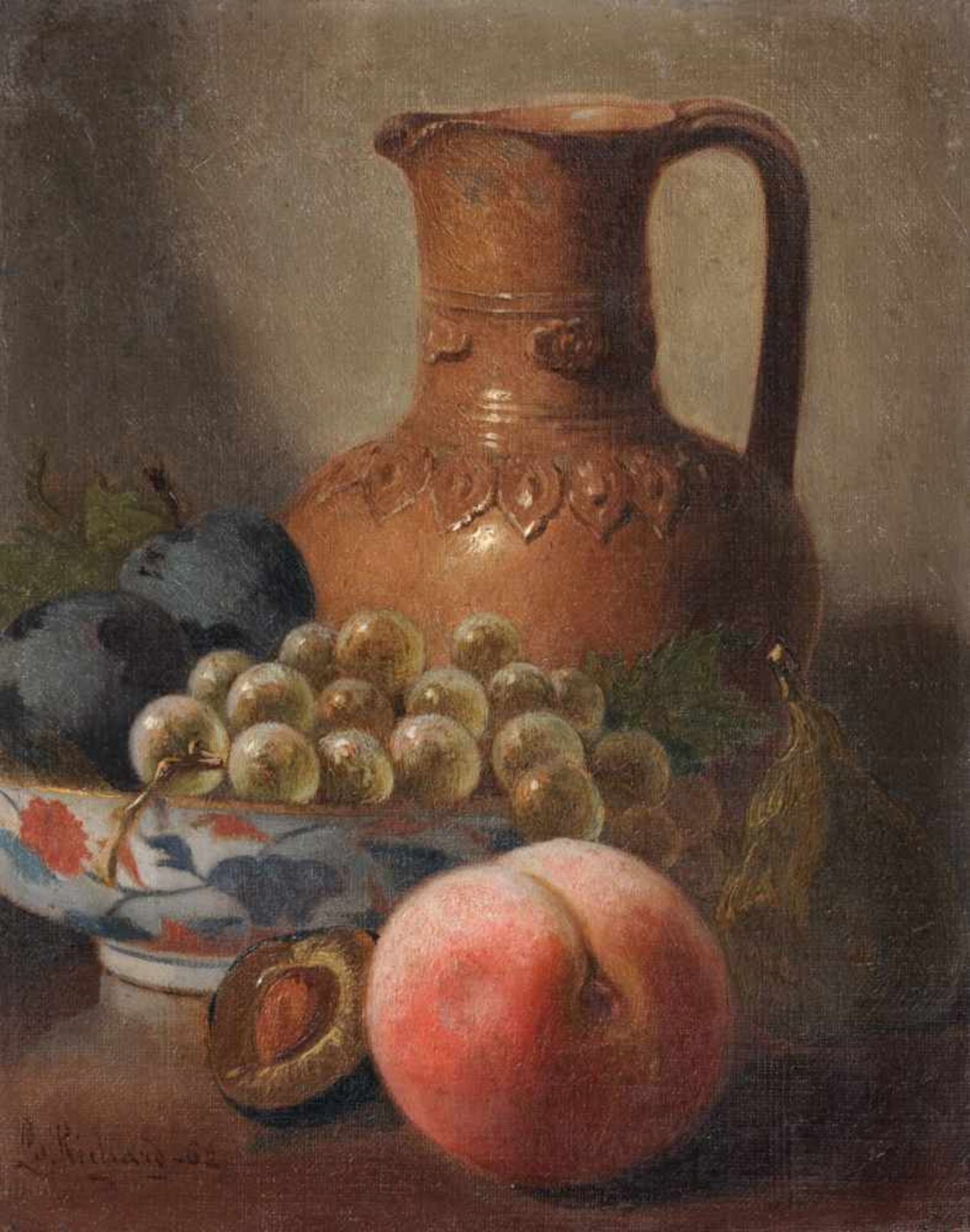Pierre Louis Richard, Stillleben mit Obst und Amphora. 1862. Pierre Louis Richard 1810 Paris 