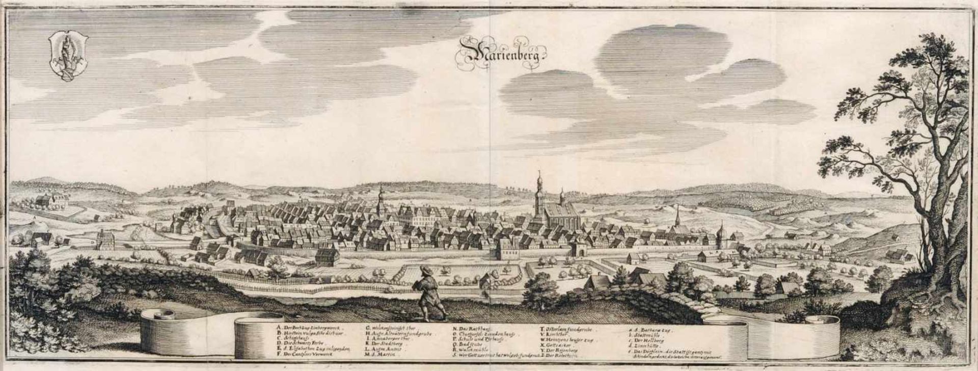 Matthäus I Merian "Marienberg". 1650. Matthäus I Merian 1593 Basel  1650 SchwalbachKupferstich