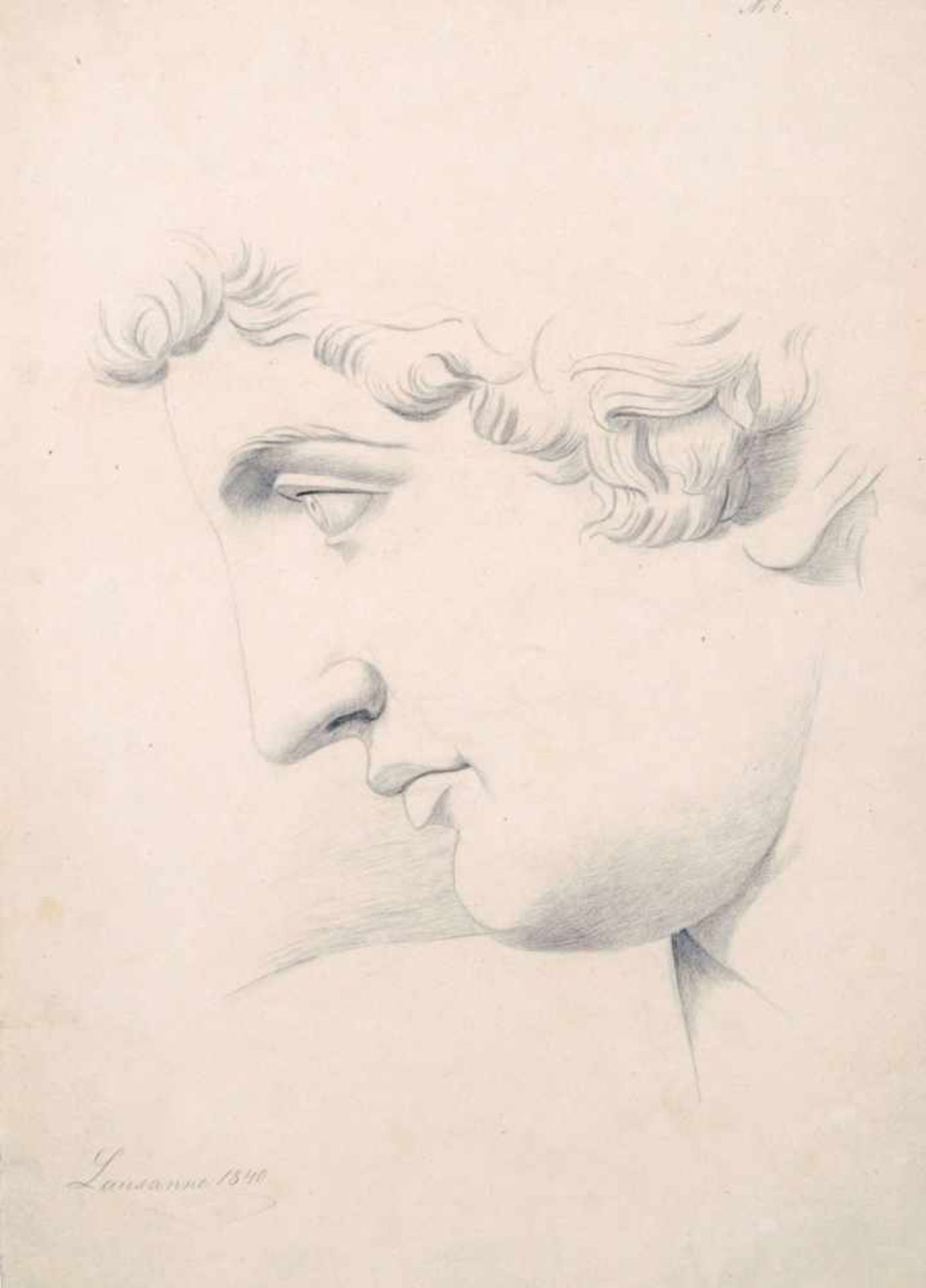 Italienischer Künstler "Vestale" / Fünf Profilstudien antiker Skulpturen. 1840. - Bild 5 aus 6