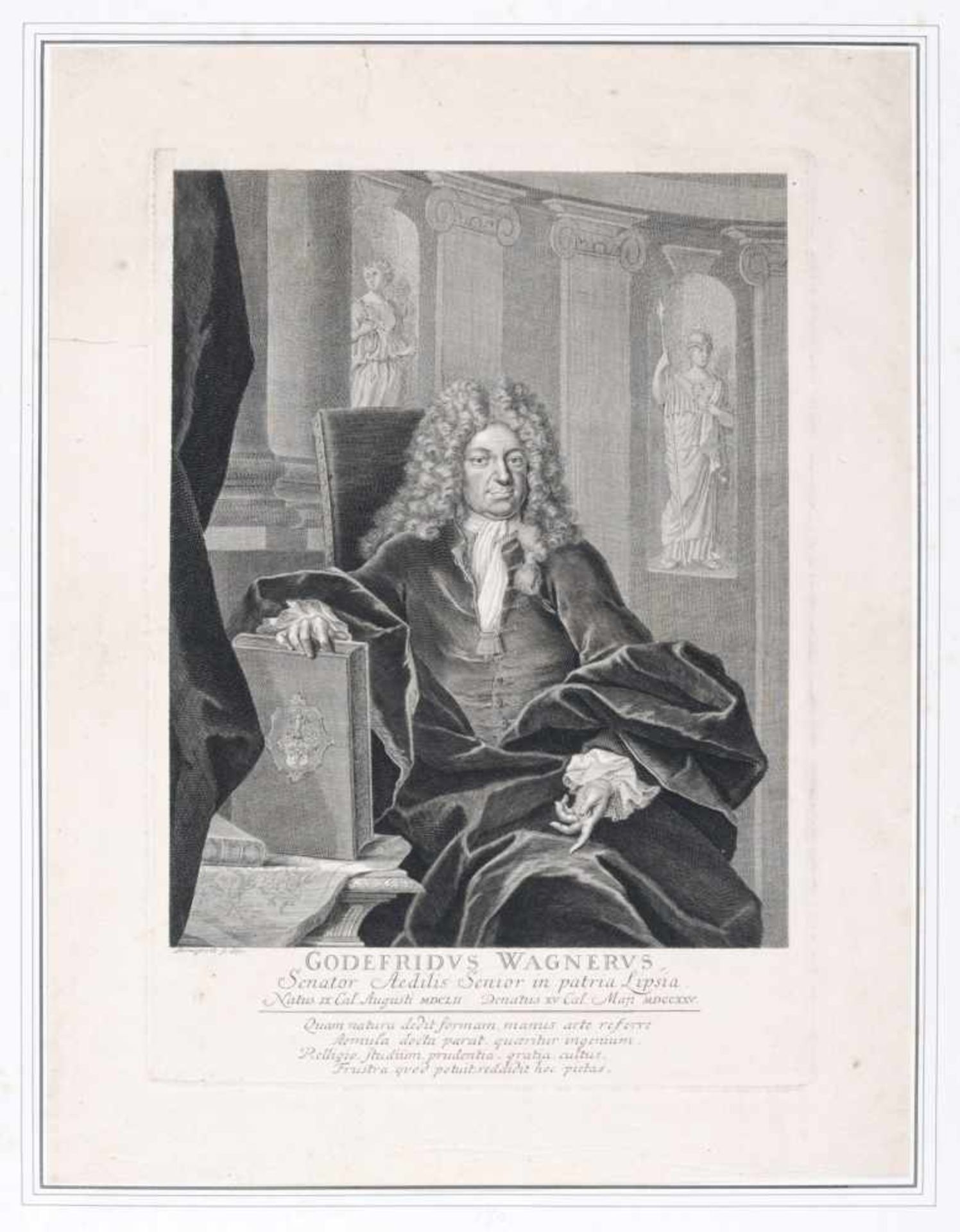 Martin Bernigeroth "Godefridus Wagnerus []". Um 1725. Martin Bernigeroth 1670 Rammelburg bei
