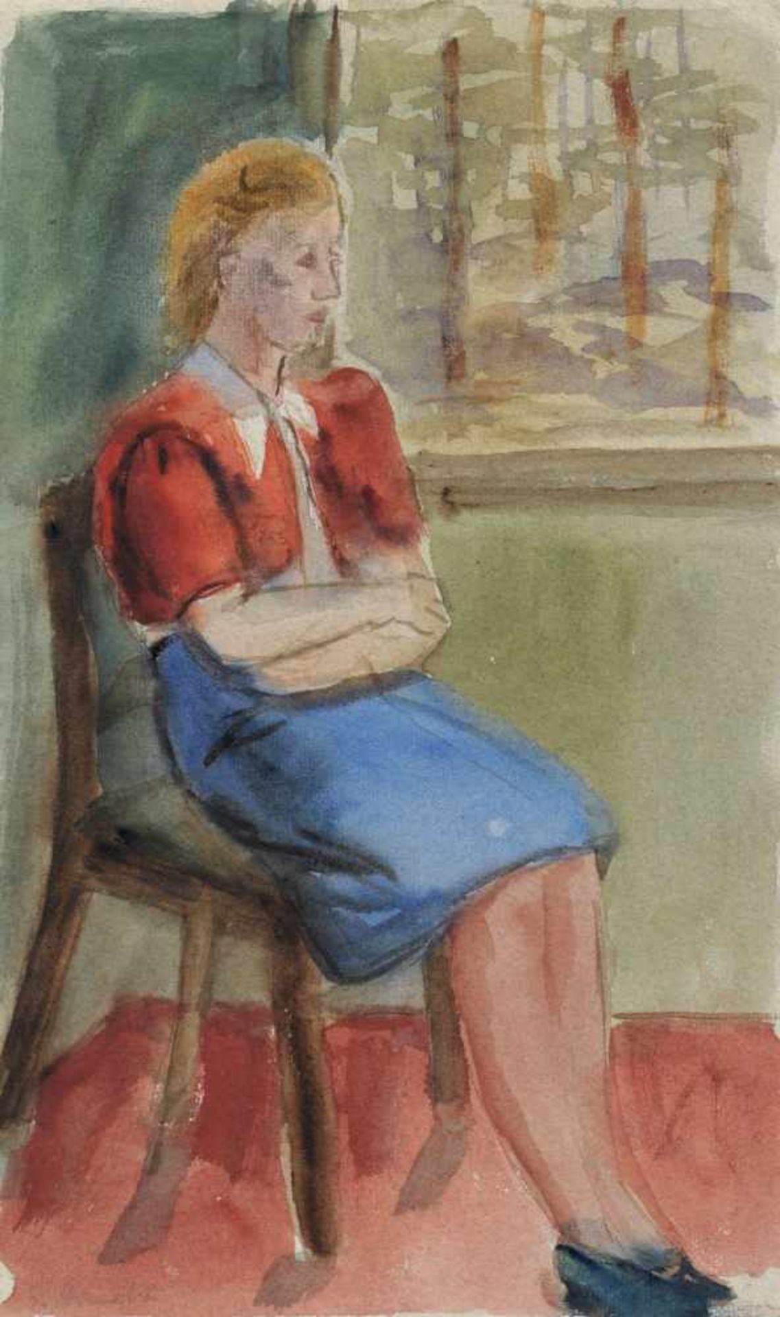 Elisabeth Ahnert, Sitzendes Mädchen am Fenster. 1940er/1950er Jahre. Elisabeth Ahnert 1885