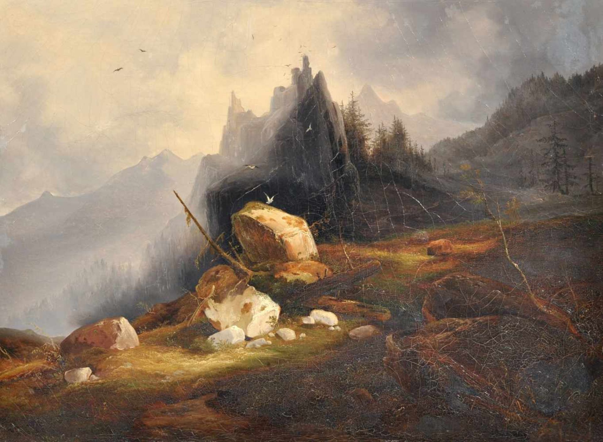 Ferdinand Zschäck, Hochgebirgslandschaft. 1864. Ferdinand Zschäck 1801 Eisenberg (Thüringen) 