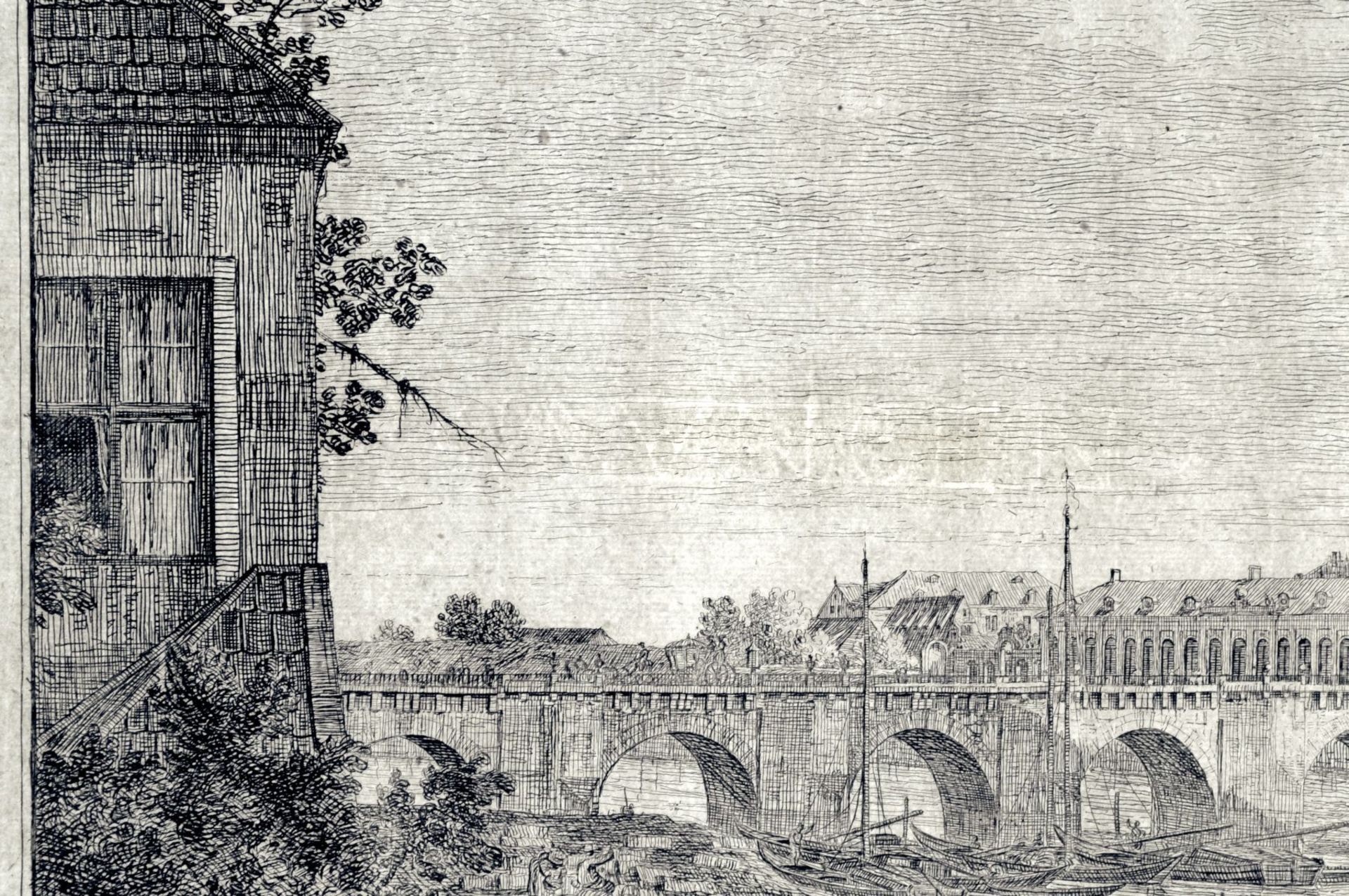 Bernardo Bellotto, gen. Canaletto "Perspective du Pont de Dresde sur L' Elbe, - tirée de la veuë - Bild 3 aus 3