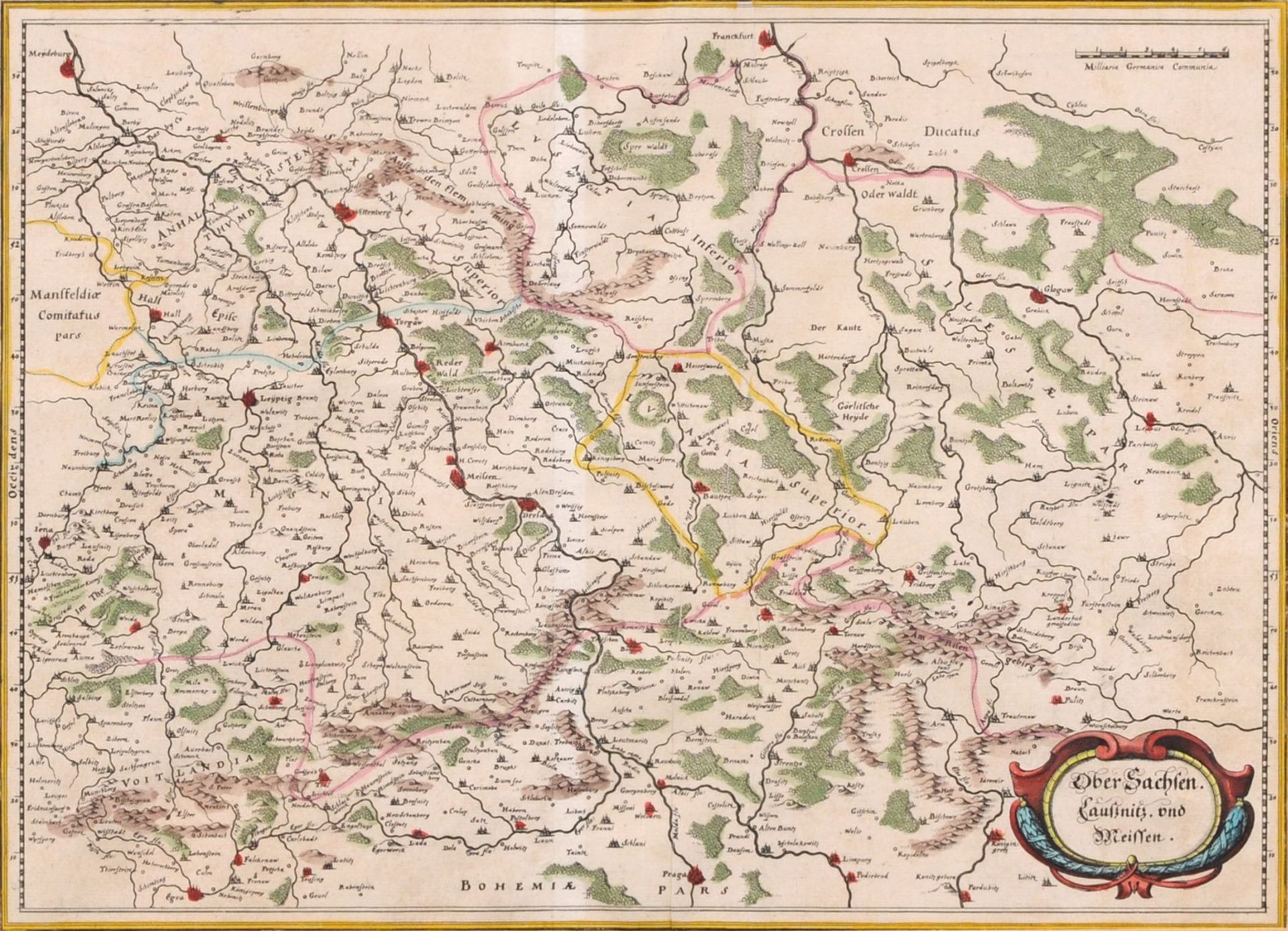 Matthäus I Merian "Lusatia Superior. Ober Laußnitz" / "Ober Sachsen. Laußnitz. und Meissen". Um