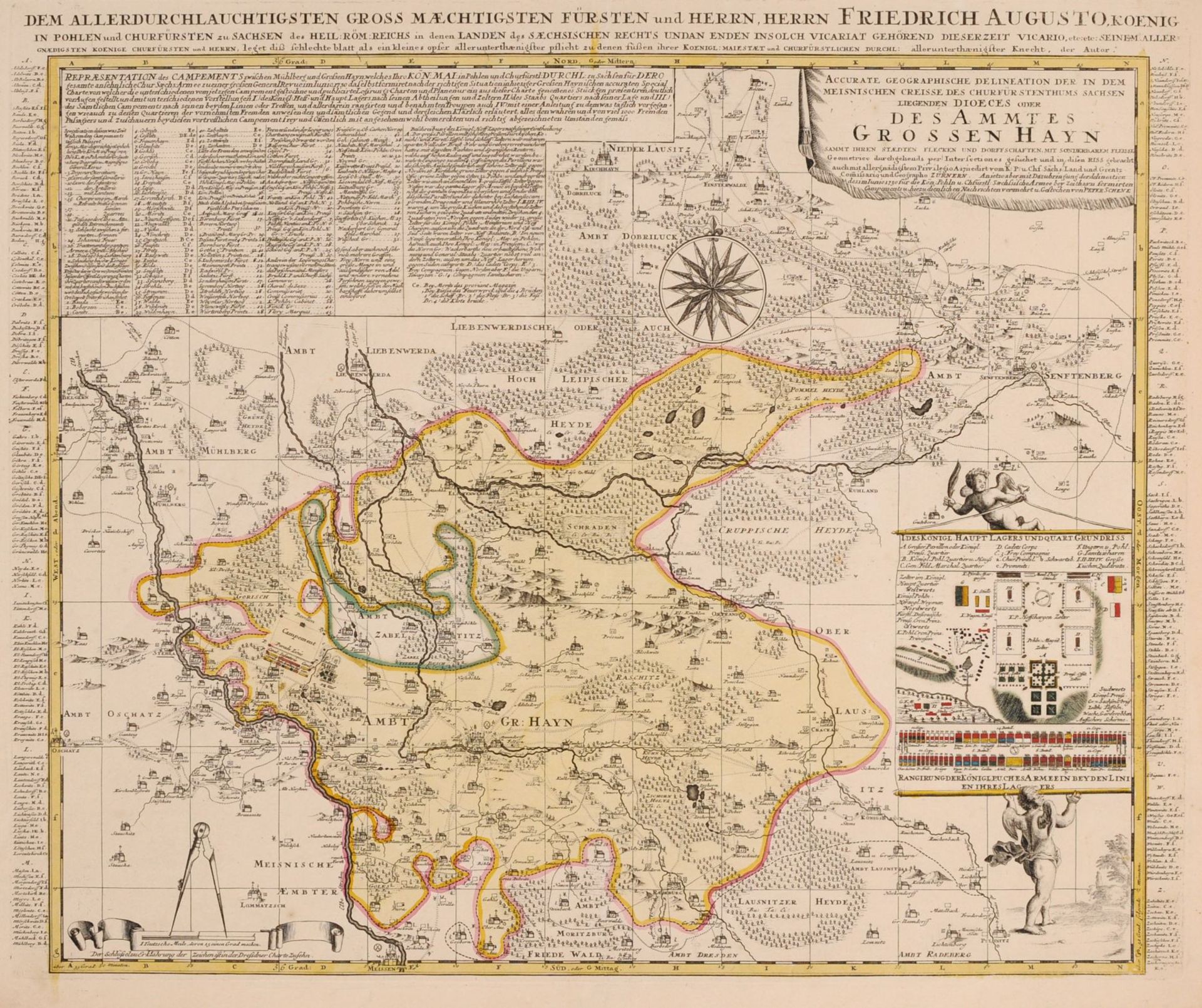 Pieter (Petrus junior) Schenk "Accurate Geographische Delineation  des Ammtes Grossen Hayn". Um