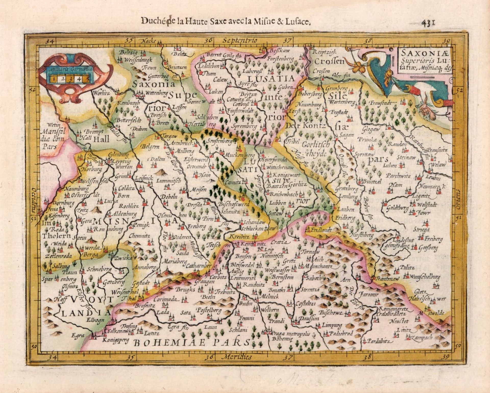 Verschiedene Stecher, Sechs Karten zu Sachsen und der Lausitz. 16. Jh. -18. Jh. Abraham Ortelius