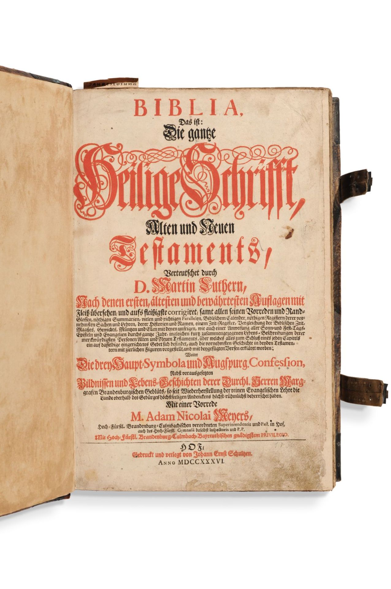 Johann Ernst Schultzen "Die ganze Heilige Schrift". 1736. Johann Ernst Schultzen 18. Jh.Adam Nicolai - Bild 2 aus 12