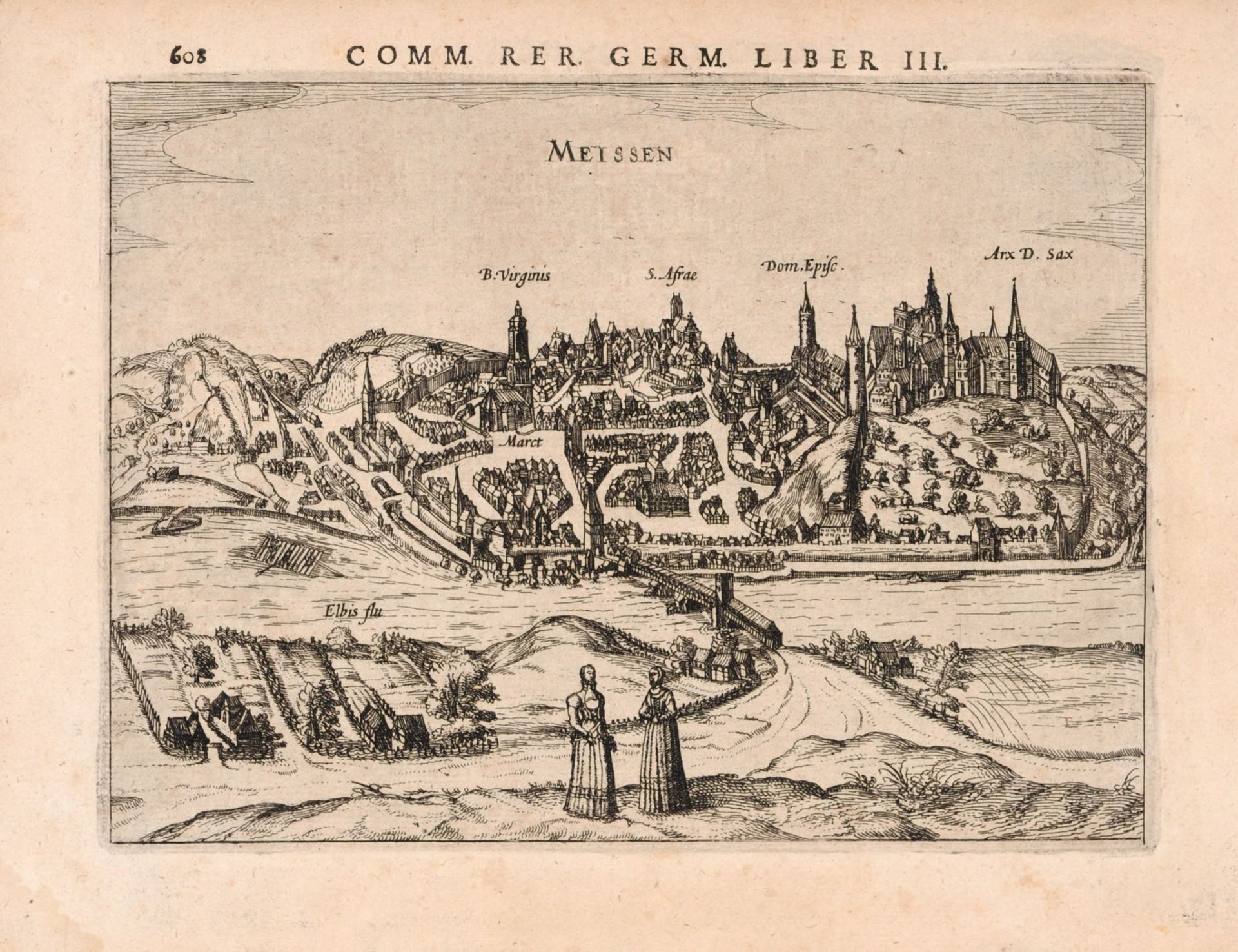 Petrus Bertius und Daniel Meisner, Konvolut von drei Ansichten von Dresden und Meissen. 17. Jh. - Bild 2 aus 3