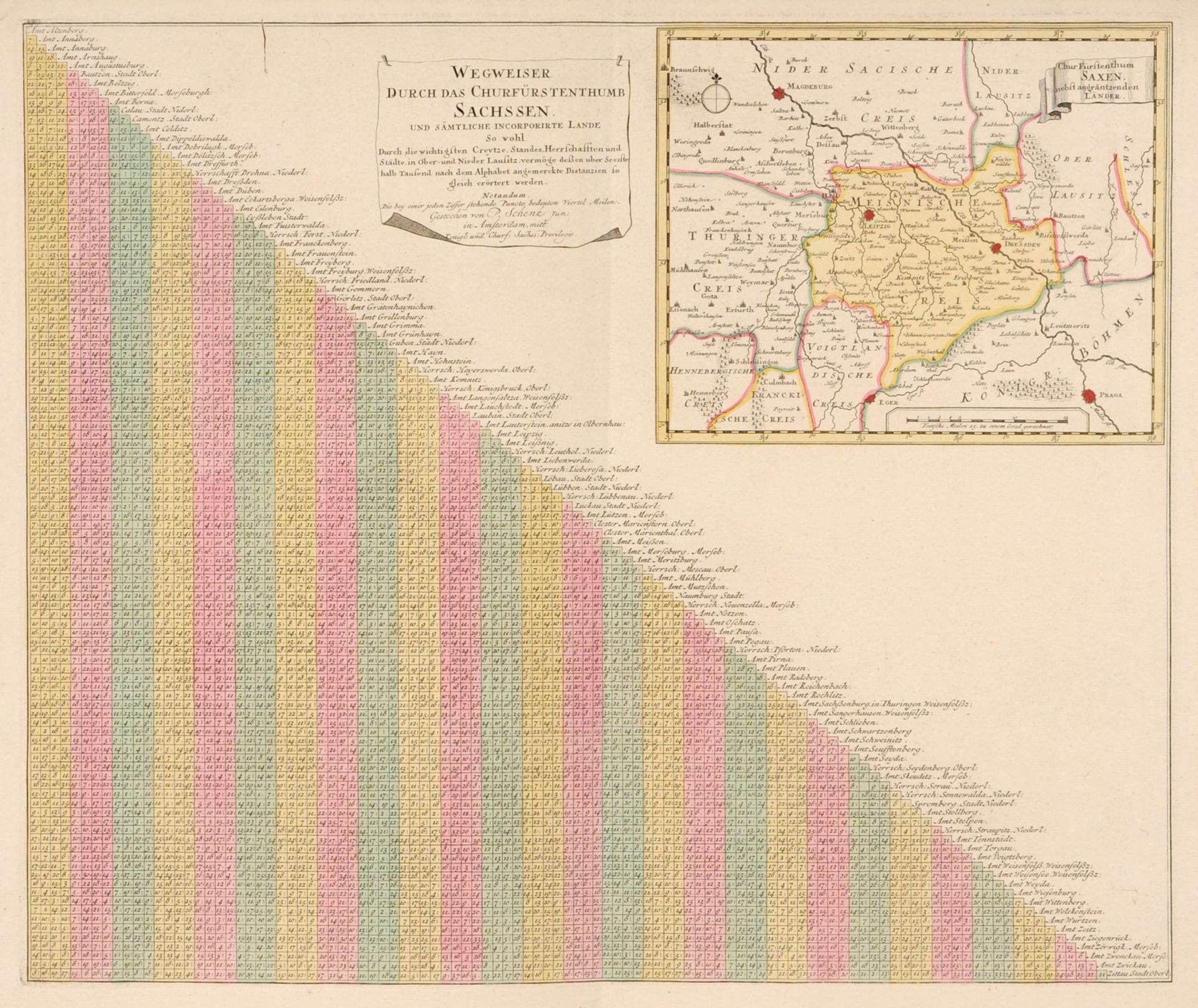 Pieter (Petrus junior) Schenk "Wegweiser durch das Churfürstenthumb Sachssen". 18. Jh. Pieter (