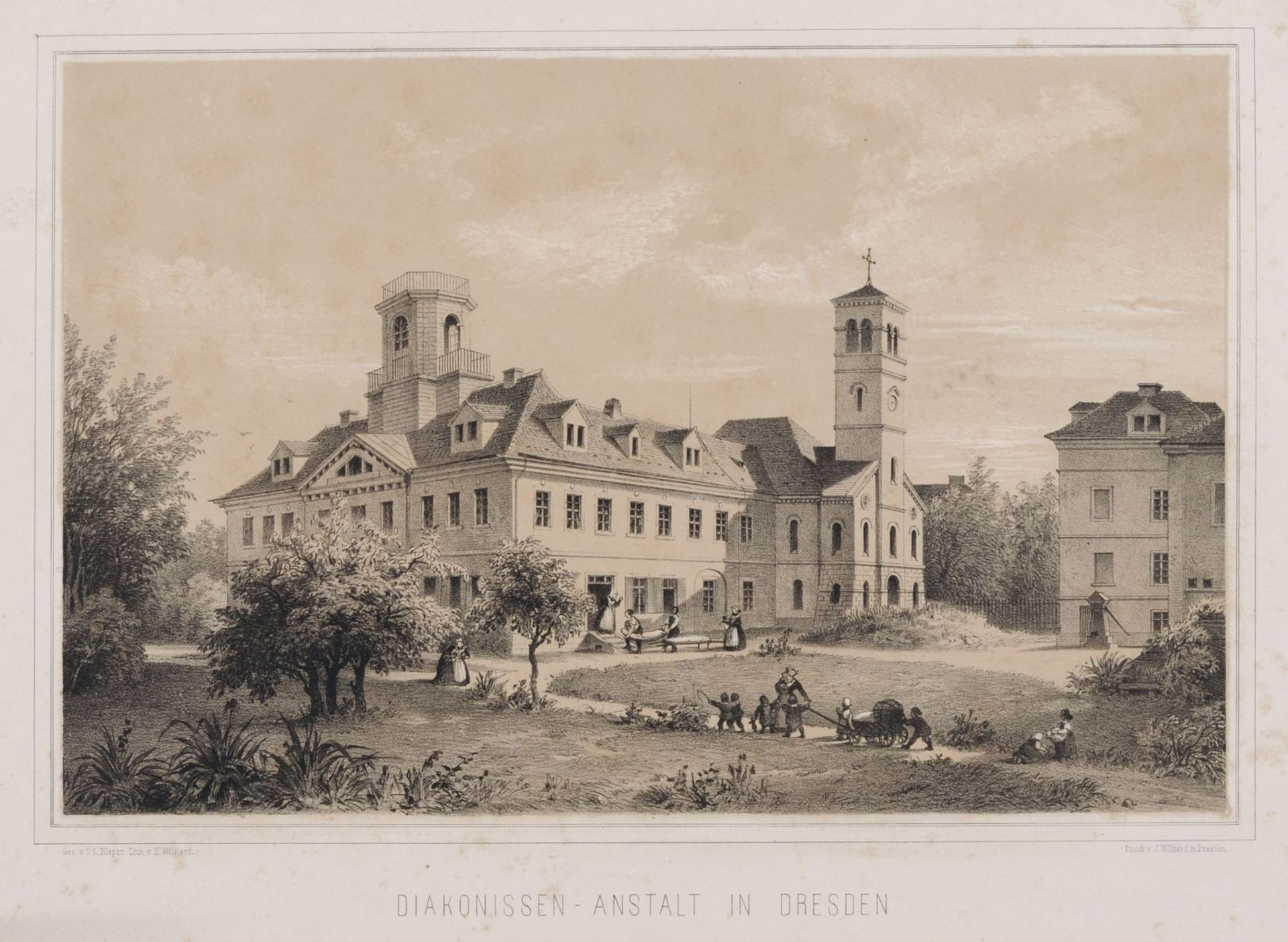 H. Willard "Diakonissen-Anstalt in Dresden" / Diakonissenschein. Um 1860 /Mitte 19. Jh. H. Willard