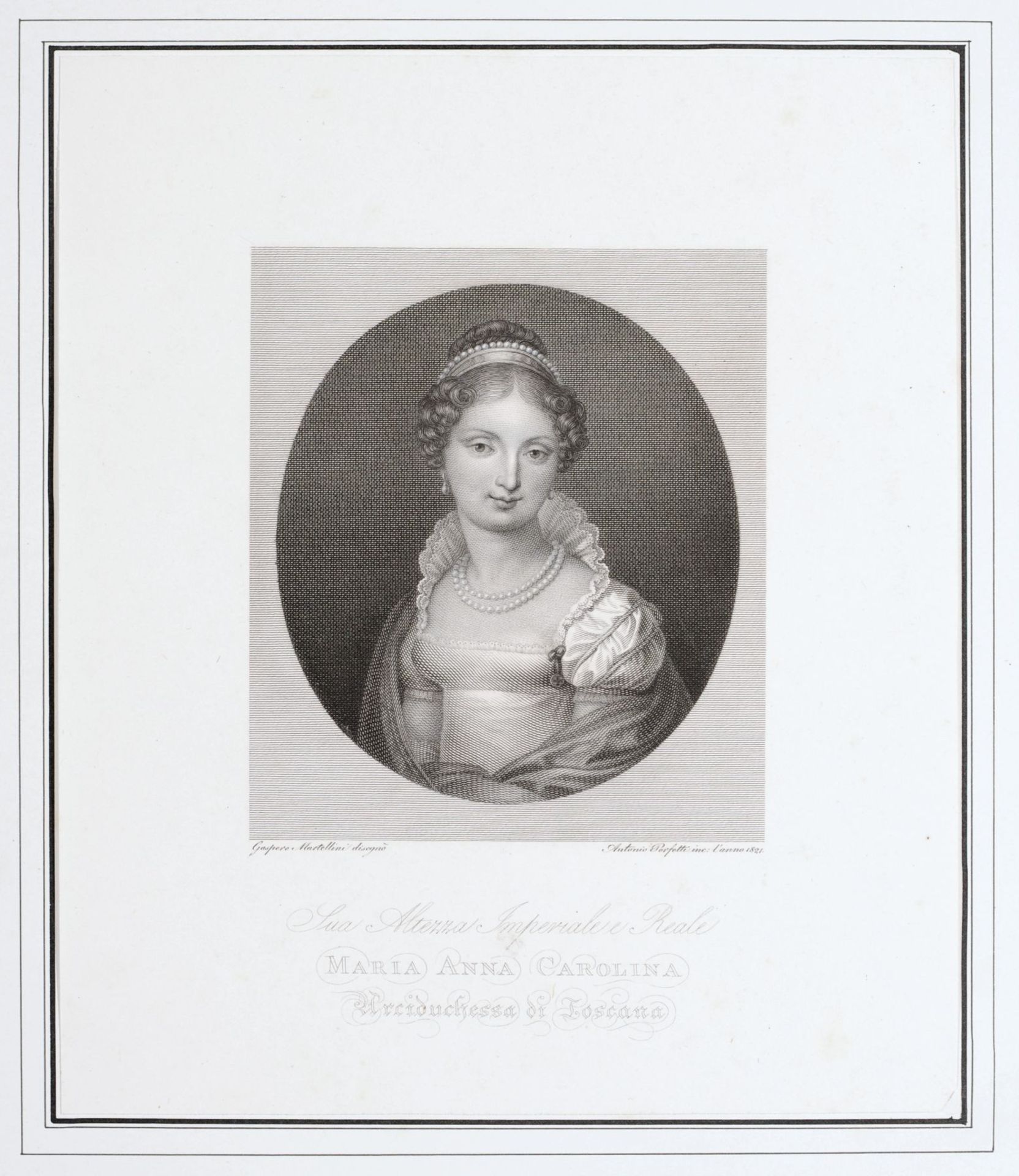 Verschiedene Stecher, Drei Bildnisse der Maria Anna Carolina, Großherzogin der Toskana. 19. Jh. - Bild 3 aus 3