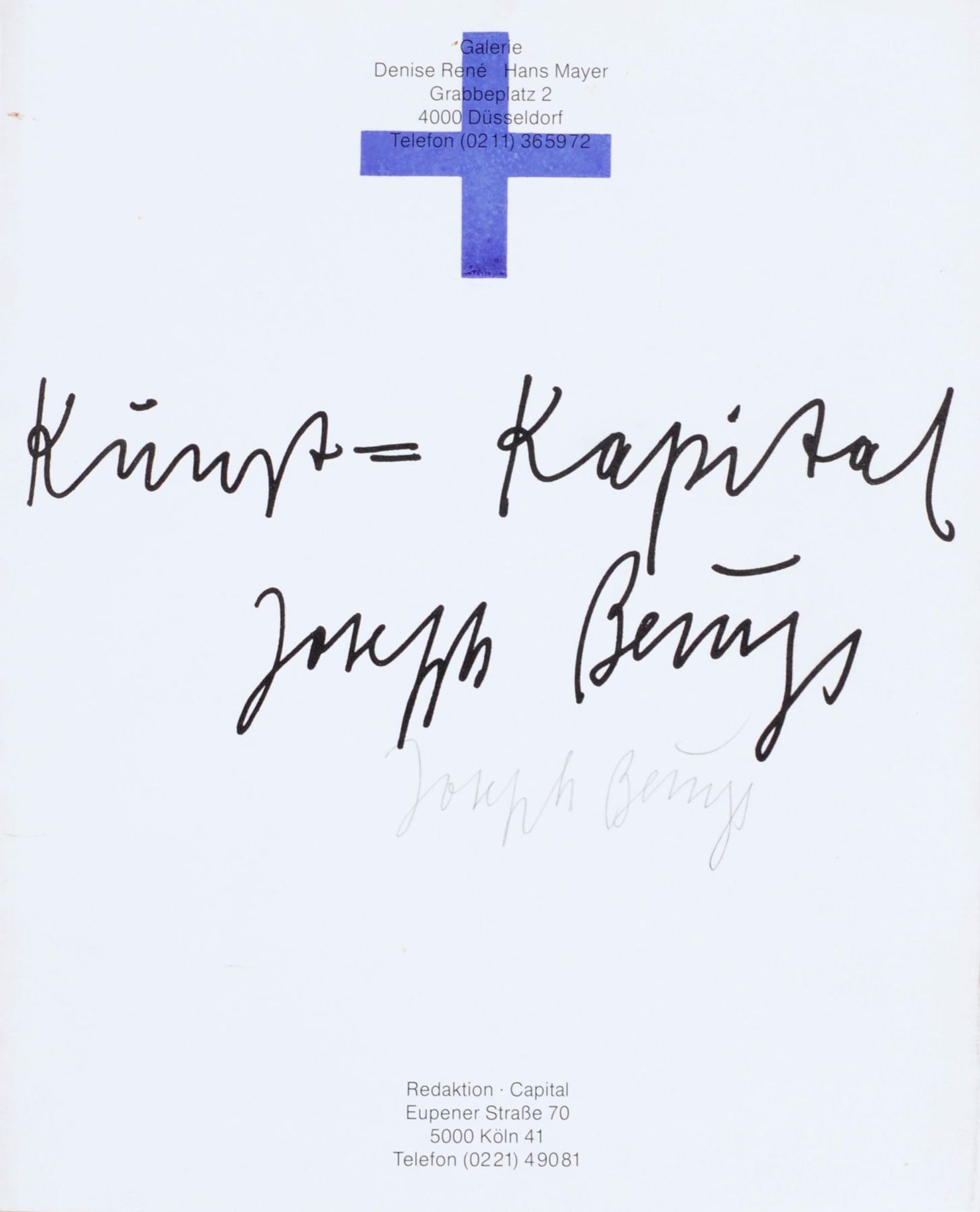 Joseph Beuys, Drei Autographen. 1980er Jahre. Joseph Beuys 1921 Krefeld  1986 DüsseldorfFotokopie