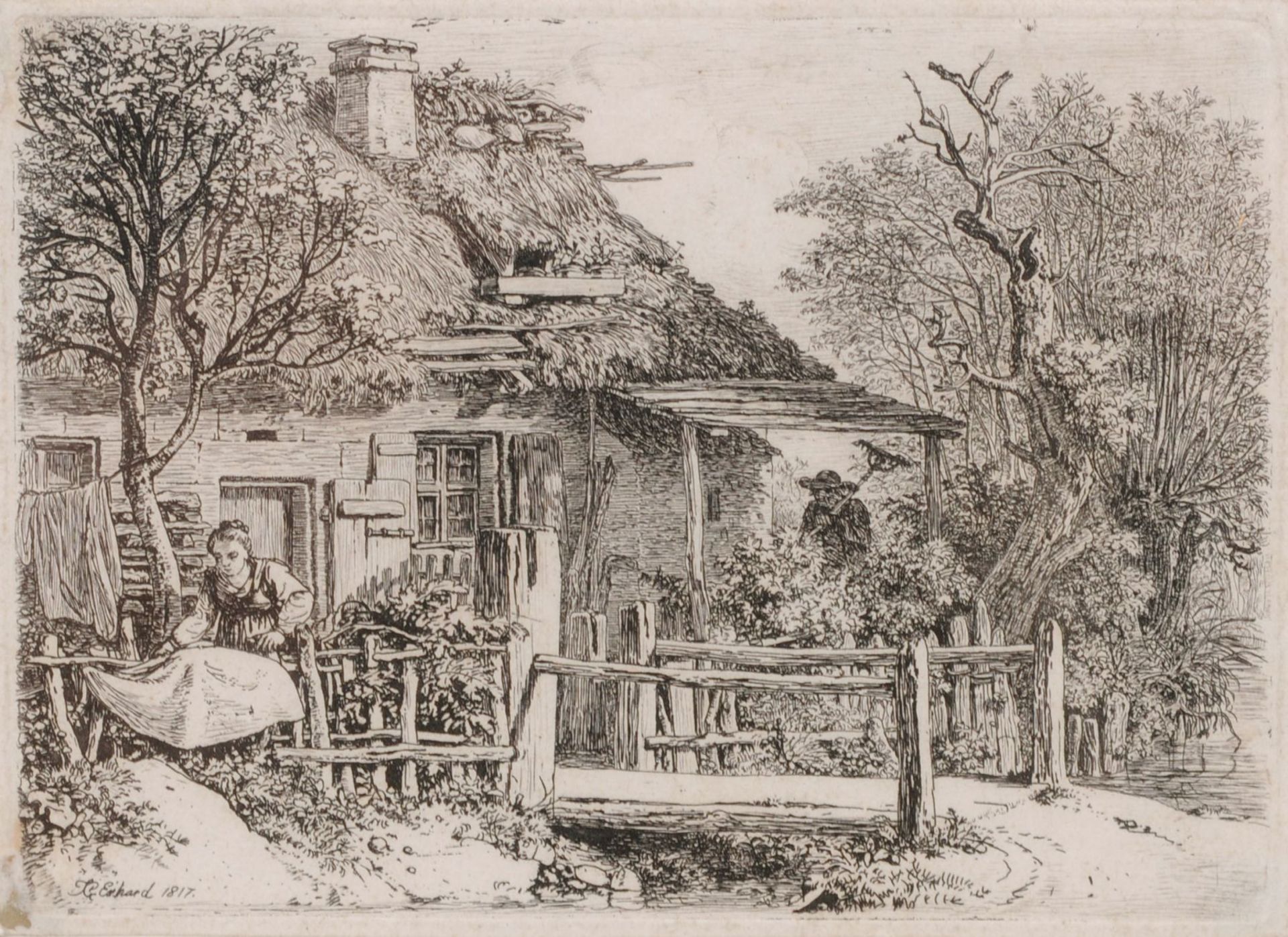 Johann Christoph Erhard "Die Frau, welche Wäsche trocknet". 1817. Johann Christoph Erhard 1795