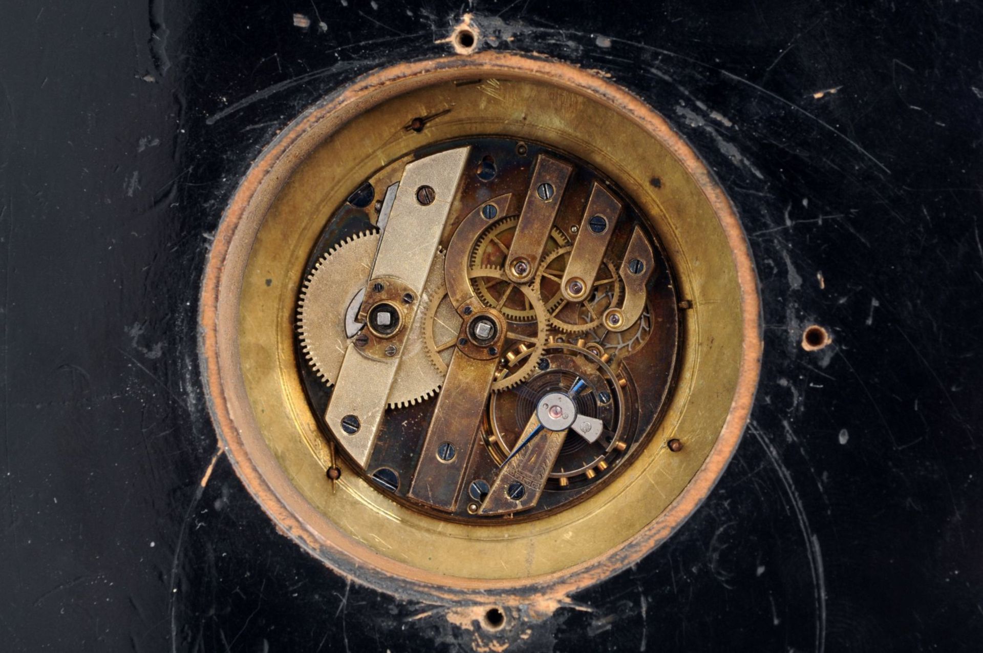 Kleine Wanduhr im Boulle-Stil. Frankreich. 1850/1860. Holz, Palisander furniert, Schildpatt, mit - Bild 2 aus 2