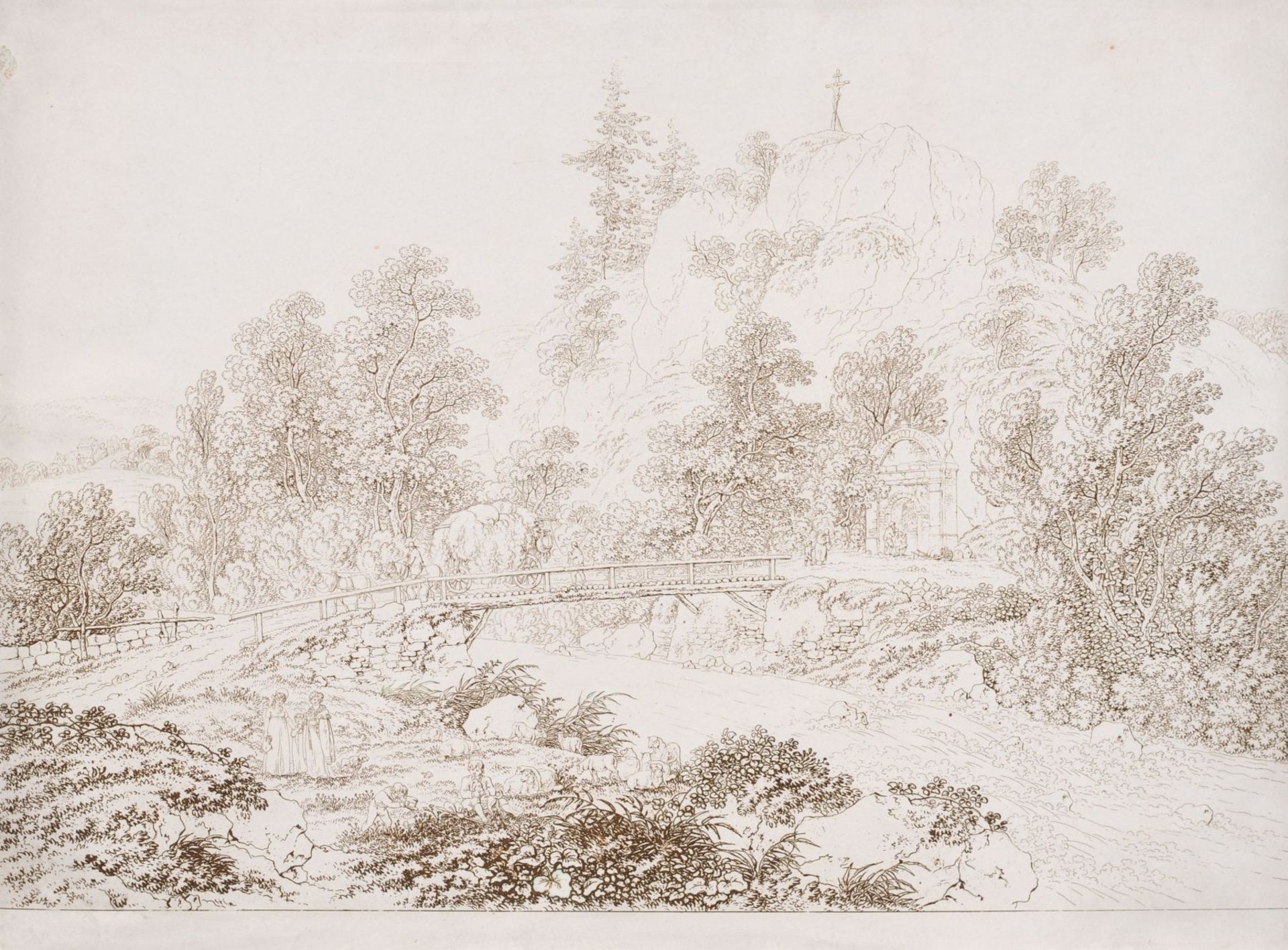 Adrian Zingg "Die Brücke über die Tepl (Teplá) beim Johannisfelsen in Böhmen". Nach 1794. Adrian