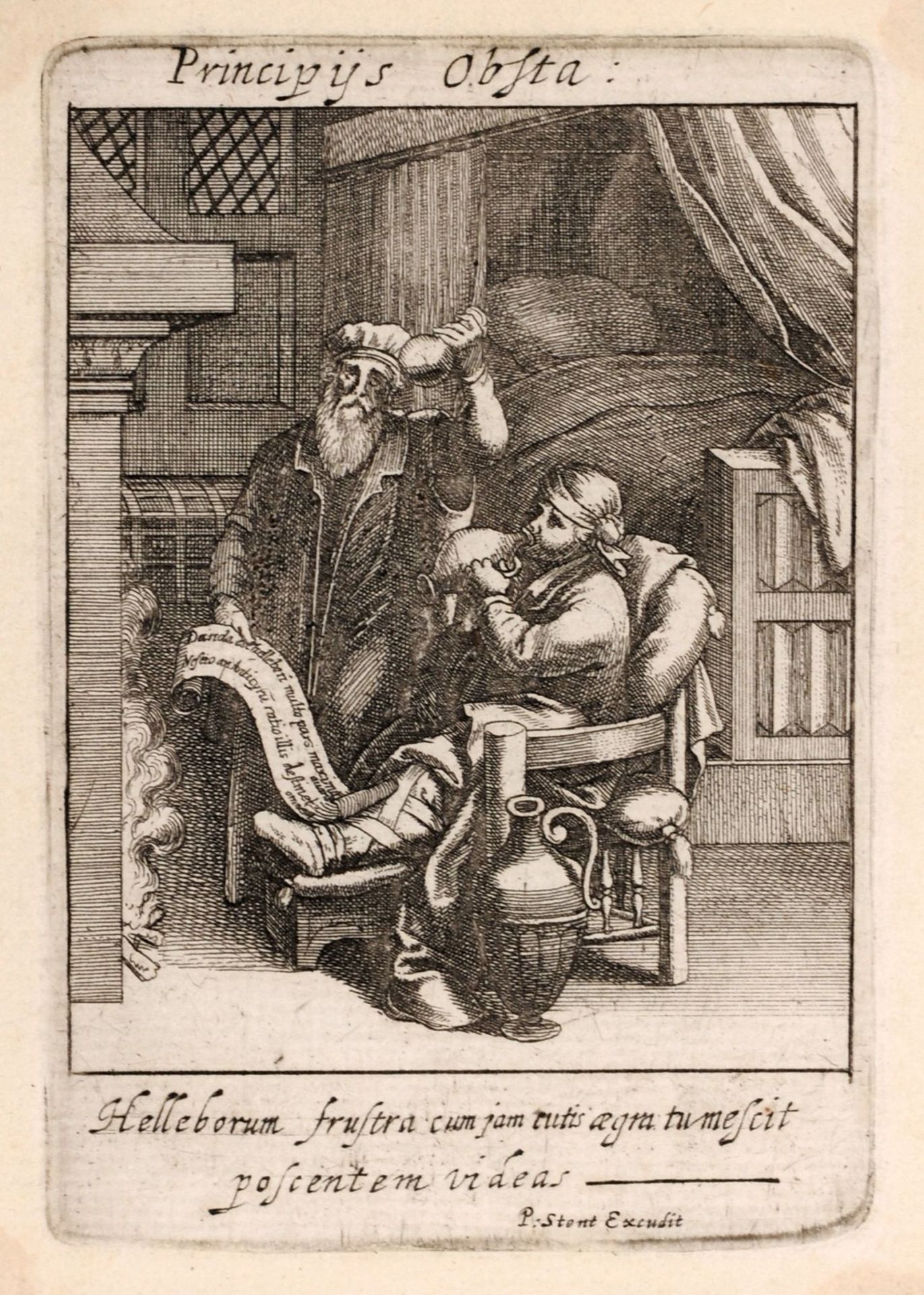 Wenzel Hollar "Der Kranke". Mitte 17. Jh. Wenzel Hollar 1607 Prag  1677 LondonKupferstich auf